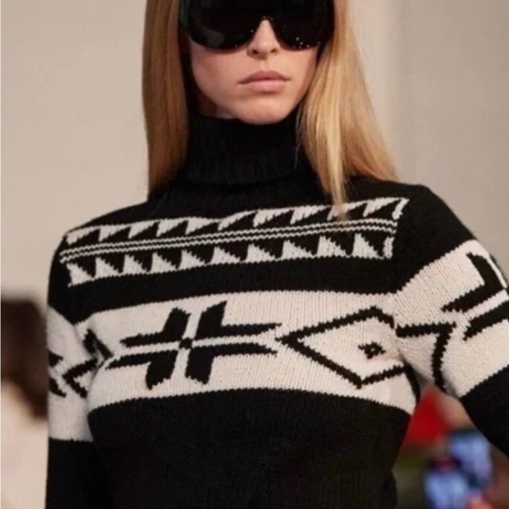 Ralph Lauren Monochrome Patterned Turtleneck Sweater